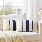 Fancy Homi Set of 1 Navy Blue Lumbar Decorative Throw Pillow Covers 16x24 Inch - Image 2