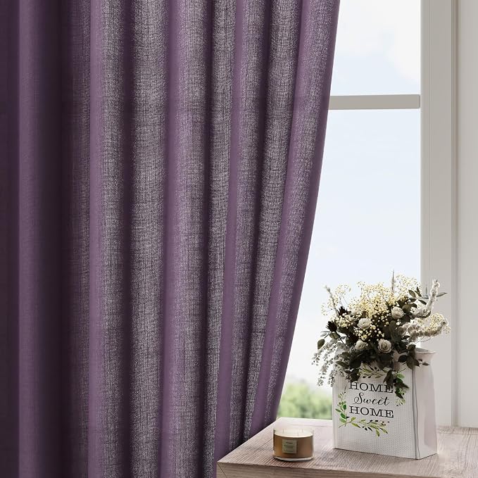 Extra Long Plum Linen Curtains 120 Inch - Image 4
