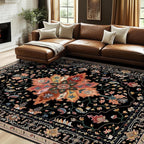 Area Rugs 7'x10' Washable Non-Slip, Floral Vintage Distress Print Pattern - Image 3