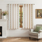 jinchan Belrose Linen Floral Cafe Curtains 54 Inch Length Embroidered Farmhouse - Image 2