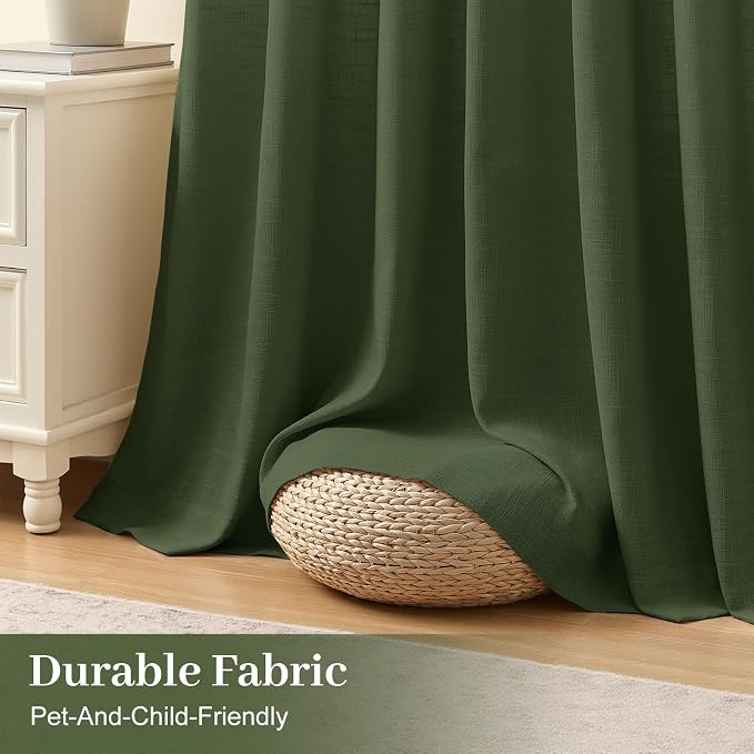 IVAPUPU 96 Inch Linen Curtains for Living Room, Pinch Pleated Semi Sheer - Image 4