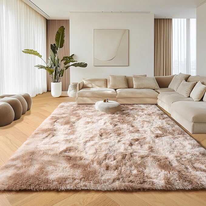 ONASAR Area Rugs for Bedroom Living Room, Fluffy Tie-Dye Beige 4x6 Indoor - Image 8