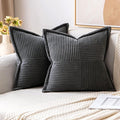 MIULEE Dark Grey Corduroy Pillow Covers 16x16 Inch by MIULEE