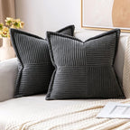 MIULEE Dark Grey Corduroy Decorative Euro Sham Pillow Covers 24x24 Inch by MIULEE