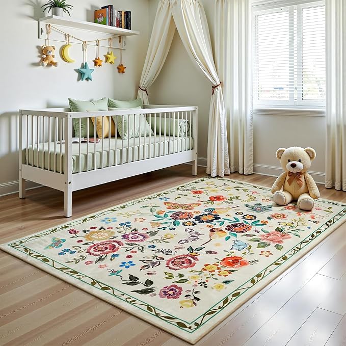 Rugflix 5x7 Washable Area Rug for Living Room, Soft Non Slip Low Pile Carpet - Image 7