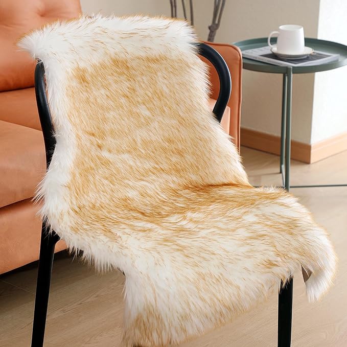linmopm Faux Fur Rug Sheepskin Shag Fluffy Fuzzy 2x3 ft Small Rugs - Image 3