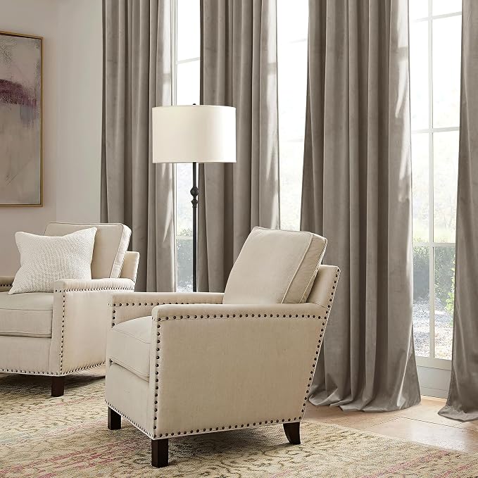 RYB HOME Taupe Velvet Curtains 84 inches Length - Image 7