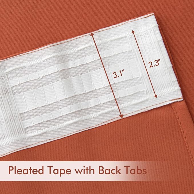 MIULEE Back Tab Burnt Orange Blackout Curtains 90 Inch Long 2 Panels Set - Image 4