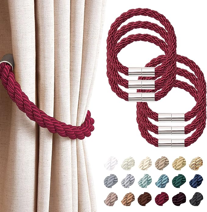 NICEEC 6 Pack Strong Magnetic Curtain Tiebacks Modern Simple Style Drape Tie by NICEEC