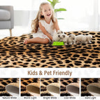 AROGAN Premium Leopard Print Rug 4.6x5.2 Feet, Machine Washable Faux Fur - Image 8
