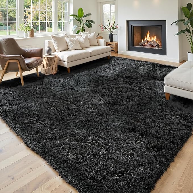 Area Rugs 10x14 Living Room, Shaggy Carpet Soft Plush Furry Bedside Rug Large by Junhejiamei