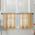 Simplebrand Sheer Gold Kitchen Curtains 24 Inch Length Tier Curtains 2 Panels by Simplebrand