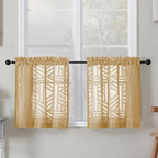 Simplebrand Sheer Gold Kitchen Curtains 24 Inch Length Tier Curtains 2 Panels by Simplebrand