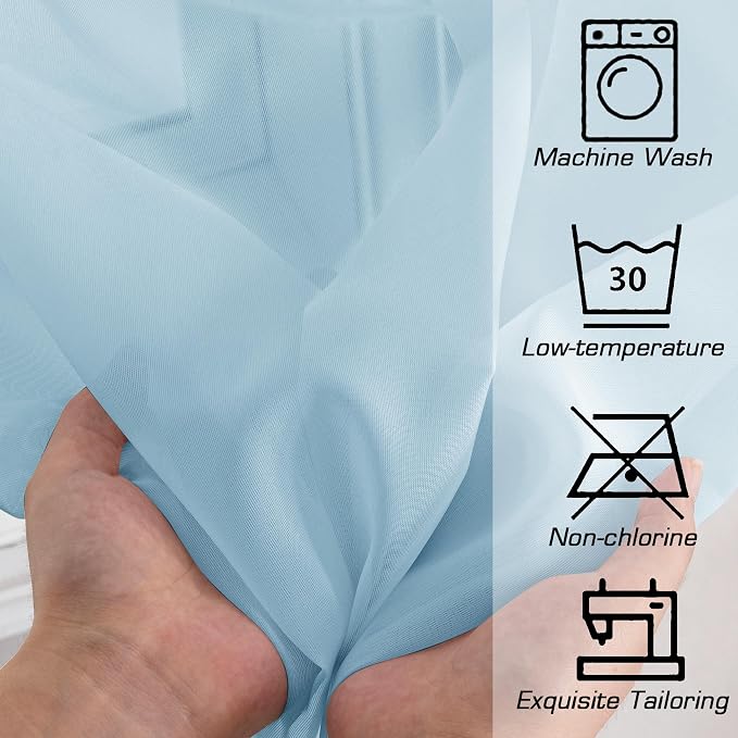 OWENIE Sheer Curtains 63 inch Length 2 Panels Set, Light Weight Soft Solid - Image 5