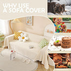 HANDONTIME Beige Couch Covers for 3 Cushion Sofa - Image 4