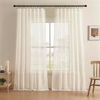 Joydeco Sheer Curtains 72 Inches Long, Linen Curtains Window Privacy Assured by JOYDECO