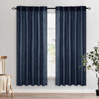 MIULEE Navy Blue Linen Curtains 72 Inch Length 2 Panels by MIULEE