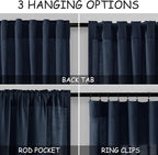 Navy Blue Linen Curtains 102 Inches Long - Image 3