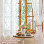 AmHoo 2 Panels Embroidered Leaf Pattern Semi Sheer Curtains Foliage Floral - Image 6