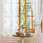 AmHoo 2 Panels Embroidered Leaf Pattern Semi Sheer Curtains Foliage Floral - Image 6