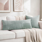 Fancy Homi Set of 2 Grey Blue Boho Long Lumbar Body Decorative Throw Pillow - Image 5