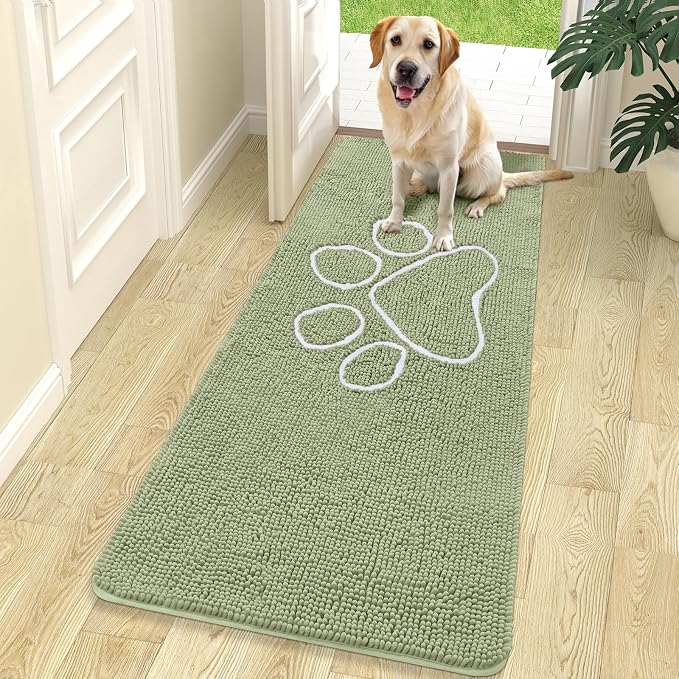 OLANLY Dog Door Mat for Muddy Paws 70x24, Paw Print Design, Absorbs Moisture by OLANLY