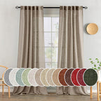 MIULEE Taupe Grey Linen Curtains 96 Inches Long 2 Panels by MIULEE