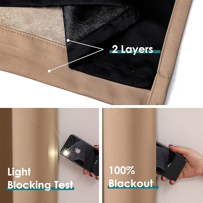 ChrisDowa 100% Blackout Curtains 108 inch Long - Image 4