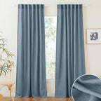 RYB HOME Stone Blue Sheer Curtains 90 inch Long Light Filtering Privacy Window by RYBHOME