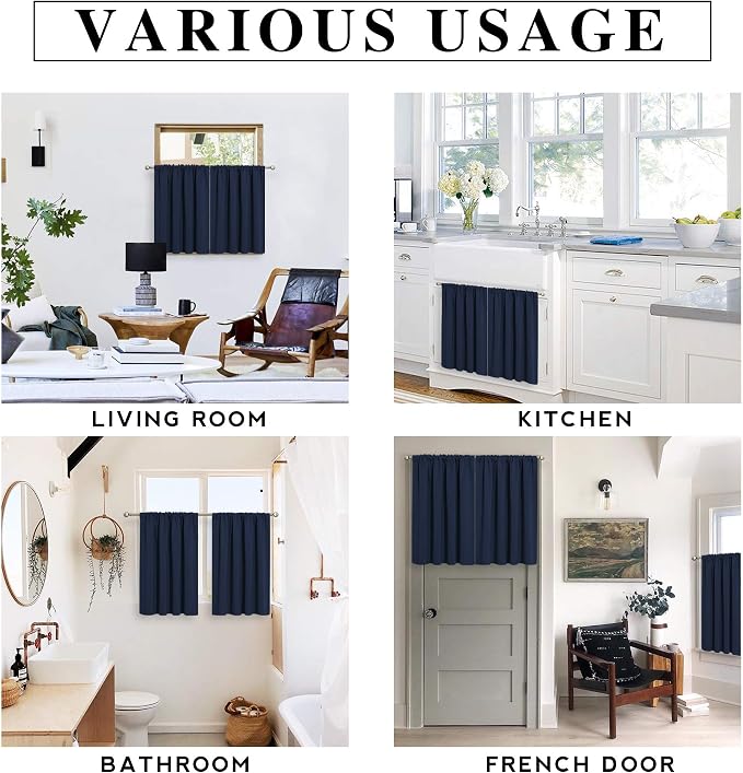 RYB HOME Half Curtain Tiers 36 inch Length, Rod Pocket Summer Heat Blocking - Image 7