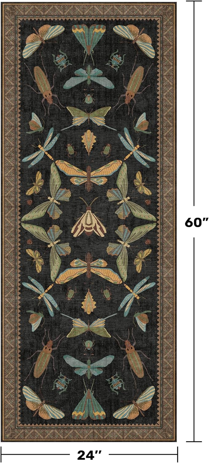 2x5 Black Washable Kitchen Runner Rugs Non Skid Washable - Image 2