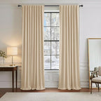 PONY DANCE Beige Blackout Curtains 96 inch Long, Room Darkening Curtains by PONYDANCE