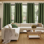 NICETOWN Faux Linen Froest Green Blackout Curtains 84 inches Long - Image 4