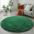 Amdrebio Dark Green Round Rug 4Ft by Amdrebio