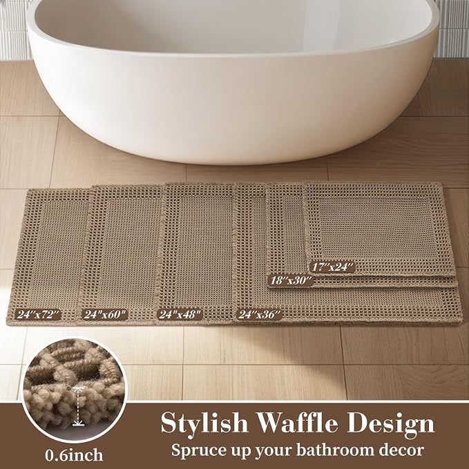 RESARE Waffle Bath Mat, Super Absorbent Non Slip, Machine Washable, Ultra Soft - Image 5