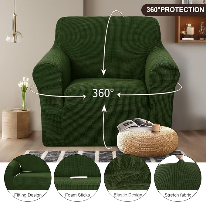 U-NICE HOME Stretch Recliner Chair Cover, Pet Friendly Armchair Slipcover - Image 3