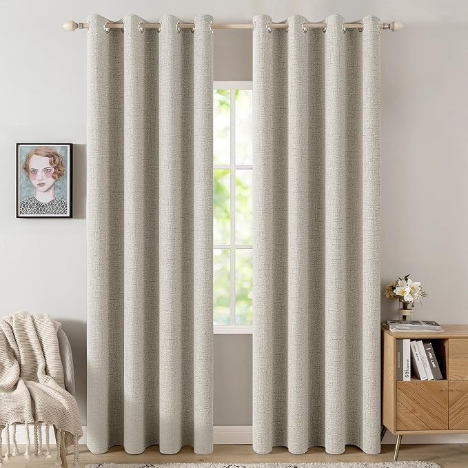MIULEE 100% Blackout Linen Curtains by MIULEE