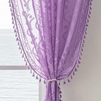 WAZZIO Boho Lace Curtains 84 Inch 2 Panels -Sheer Panel Drape Floral Pattern & by WAZZIO