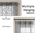 OWENIE Furman Grey Sheer Curtains 54 Inch Length 2 Panels Set - Image 4