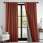 RYB HOME 100% Blackout Linen Textured Curtains 108 inches Long, Insulating - Image 2