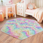 4x4.6 Feet Rainbow Hexagon Rugs - Image 3