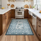 GarveeHome Provence Misty Blue 3x5 Rug Washable Non-Slip Low-Pile Indoor Rugs - Image 3