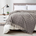 BOURINA Dark Grey Throw Blanket 50 x70 Inches Jacquard Argyle Throw Textured by BOURINA