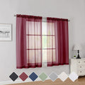 Simplebrand Red Short Sheer Curtains 45 Inch Length by Simplebrand