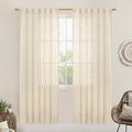 LAMIT Beige Linen Curtains for Doorway Living Room 2 Panels Set, 80 Inch Faux by LAMIT