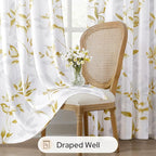 HOMEIDEAS Non-See-Through Gold and White Privacy Sheer Curtains 52 X 96 Inches - Image 4