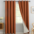 Yakamok Burnt Orange Linen Curtains 100% Blackout 96 Inches Long, Room by Yakamok