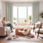 RYB HOME 100% Blackout Cream Curtains, Linen Texture Thermal Insulated Drapes by RYBHOME