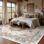 Area Rugs 7'x9' Washable Non-Slip, Floral Vintage Distress Print Pattern - Image 3