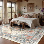Area Rugs 5'x8' Washable Non-Slip, Floral Vintage Distress Print Pattern - Image 7